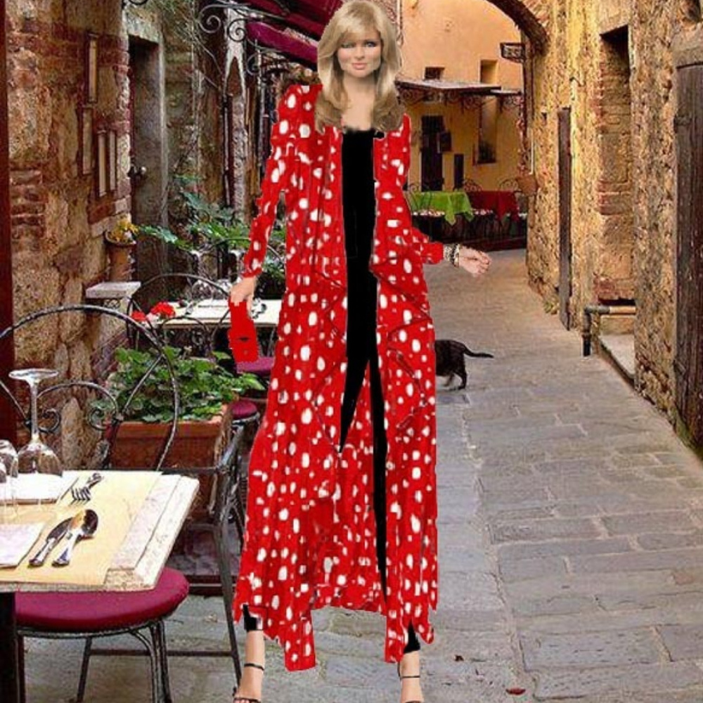 Women's Polka Dot Maxi Duster Matte Jersy